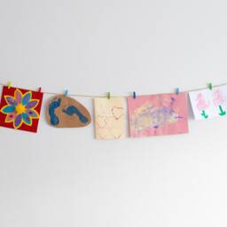 Kids Art Display Wall Decor With Purple Stars & Mini Clothespegs, Easy Fit Children's Work Hanger - thumbnail 3