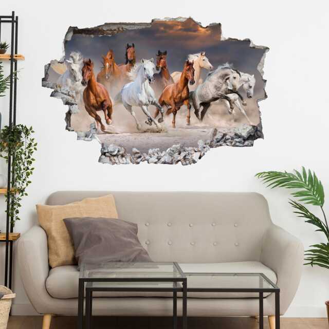 Horse Wall Decal Sticker Mural Poster Print Art Kids Bedroom Decor Horses Herd Desert Animal De47 - image 1
