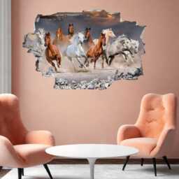 Horse Wall Decal Sticker Mural Poster Print Art Kids Bedroom Decor Horses Herd Desert Animal De47 - thumbnail 2