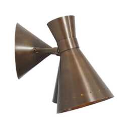 Mid Century Style Brass Wall Lamp Handmade Double Light Shade Articulated Sconce - thumbnail 3