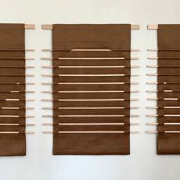Sunset Wall Hanging - Fabric Wall Hanging Fabric + Wood Wool Red Oak3 Piece Art White, Black, Desert Brown Colors Available - thumbnail 3