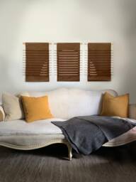 Sunset Wall Hanging - Fabric Wall Hanging Fabric + Wood Wool Red Oak3 Piece Art White, Black, Desert Brown Colors Available