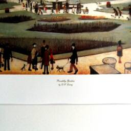L S Lowry Authentic Art Print - Piccadilly Gardens Satin Black Frame With White Mount & Textured Image - thumbnail 3