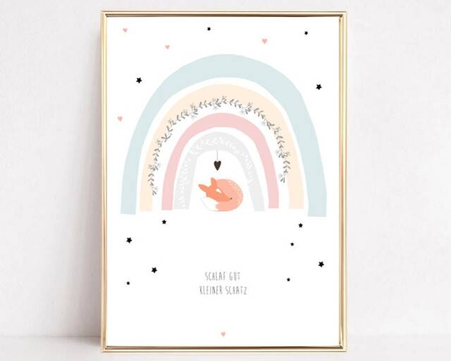 "Children's Picture, Children's Poster, Rainbow, Baby Christening Gift, Birth Gift ""Sleep Well" - image 1