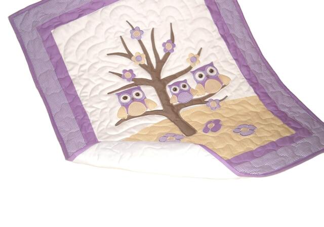 Crib Baby Quilt, Handmade Owl Blanket For Kids - image 1