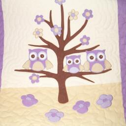Crib Baby Quilt, Handmade Owl Blanket For Kids - thumbnail 2