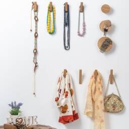 Magnetic Key Holder For Wall, Wood Key Holder, Wall Storage Organizer, Round Hook Made Of Oak, Car in The Hallway - thumbnail 2