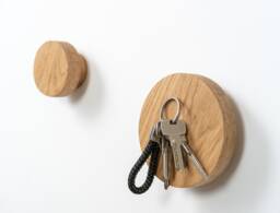 Magnetic Key Holder For Wall, Wood Key Holder, Wall Storage Organizer, Round Hook Made Of Oak, Car in The Hallway - thumbnail 1
