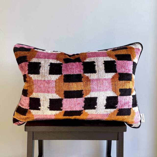 Velvet Ikat Pillow Cover Candy - Decorative Cushion For Sofa Or Bed - image 1
