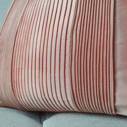 Salmon Colour Pleated Taffeta Pillow Cover , Peach Textured Cushion - thumbnail 3