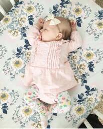 Floral Fitted Crib Sheet Vintage Rose Blush Baby Bedding - thumbnail 1
