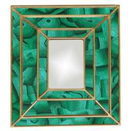 Malachite Accent Mirror, Triple Frame, Pattern in Reverse Painted Glass - Verre Eglomis?? Made To Order, Custom Bespoke Luxury Styles - thumbnail 2