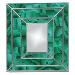 Malachite Accent Mirror, Triple Frame, Pattern in Reverse Painted Glass - Verre Eglomis?? Made To Order, Custom Bespoke Luxury Styles - thumbnail 3