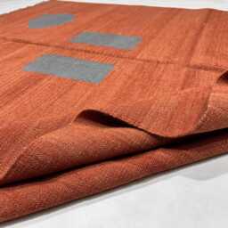 Handmade Wool Flatweave Kilim Rug Orange Geometric Minimalist Decor - thumbnail 2