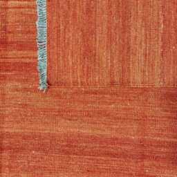 Handmade Wool Flatweave Kilim Rug Orange Geometric Minimalist Decor - thumbnail 3