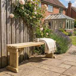 Wooden Garden Fence Bench, Hollies Rounded Seating - thumbnail 1