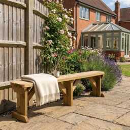 Wooden Garden Fence Bench, Hollies Rounded Seating - thumbnail 3