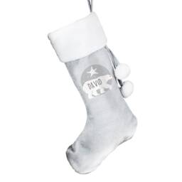 Personalised Polar Bear Luxury Silver Grey Stocking - Bear Stocking Christmas Mummy Daddy Snowman Santa - thumbnail 3