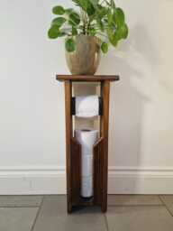 Handmade Wooden Toilet Roll Holder Stand With 3 Storage - Bathroom Furniture - thumbnail 1