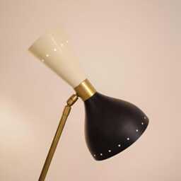 Mid Century Modern Brass Floor Lamp Adjustable Shade Standing Light - thumbnail 2