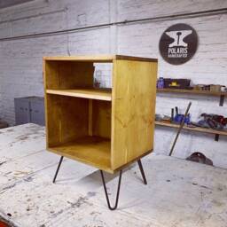 Vinyl Record Player Stand - Rustic Industrial Record Player Stand Reclaimed Wood Vinyl - thumbnail 3