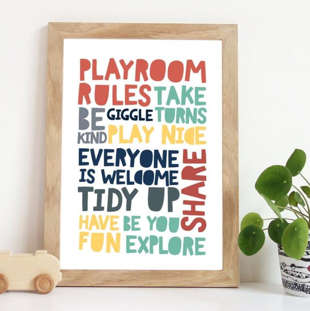 Green Playroom Rules Print, Boys Prints, Boys Nursery Prints, Bedroom Decor, Kids Wall Art - image 1