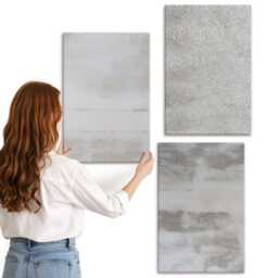 Canvas Set Of 3 - Modern Texture Structures in A Minimalist Style, Beige Photo Print, Natural Textures Wall Decor - thumbnail 1