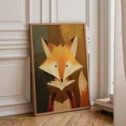 Bookish Wall Art - Fox Reading Book Print Lover Poster Funny Gift - thumbnail 1