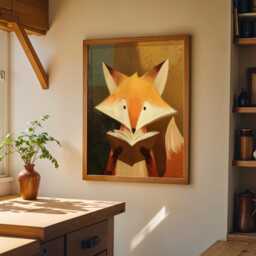 Bookish Wall Art - Fox Reading Book Print Lover Poster Funny Gift - thumbnail 3