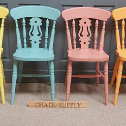 Country Farmhouse Fiddle Back Kitchen Dining Chairs Solid Beech Painted in Farrow & Ball Colours - thumbnail 3