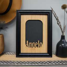 Personalized Oak Photo Frame - Laser Engraved Name, School Gift 5x7 Holds 3x5 - thumbnail 2