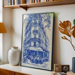 Paris Cafe Wall Art, French Cityscape Print, Parisian Street Scene Drawing, Kitchen Decor, Travel Poster, Poster - thumbnail 3
