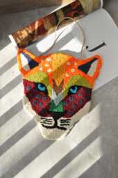 Earth Tones Tiger Head Punch Needle Wall Hanging Tufted Decor - thumbnail 1