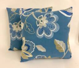 Jane Churchill - Paradise Garden Blue Cushion Cover Pillow Throw 16 - thumbnail 1