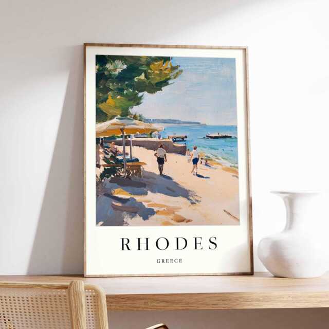 Rhodes Greece Poster Mediterranean Island Wall Art - image 1