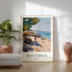 Rhodes Greece Poster Mediterranean Island Wall Art - thumbnail 3