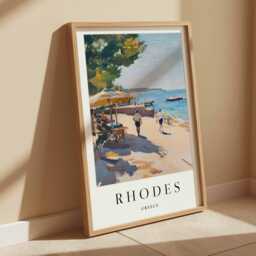 Rhodes Greece Poster Mediterranean Island Wall Art - thumbnail 2