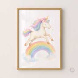 Unicorn Nursery Decor - Set Of 3 - Girl Bedroom Prints Rainbow Unicorns Wall Art Posters - thumbnail 3