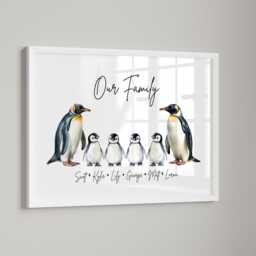 Personalised Framed Penguin Family Print, Gift, Home Decor Gifts, Christmas Gift - thumbnail 2