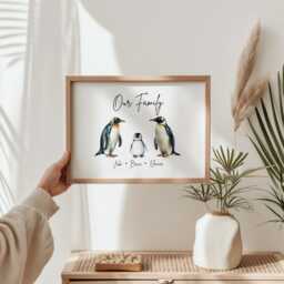 Personalised Framed Penguin Family Print, Gift, Home Decor Gifts, Christmas Gift - thumbnail 3