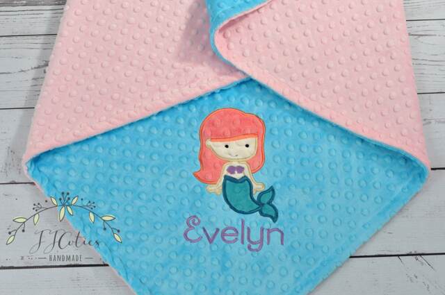 Baby Blanket Personalized Mermaid-Mermaid Minky Blanket-Girl Mermaid Blanket-Personalized Girl-Mermaid - image 1