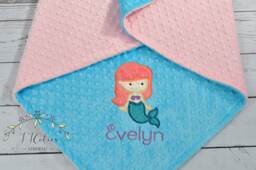 Baby Blanket Personalized Mermaid-Mermaid Minky Blanket-Girl Mermaid Blanket-Personalized Girl-Mermaid