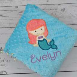 Baby Blanket Personalized Mermaid-Mermaid Minky Blanket-Girl Mermaid Blanket-Personalized Girl-Mermaid - thumbnail 2