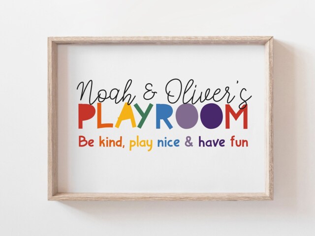 Personalised Playroom Print, Decor, Rainbow Prints, Wall Art, Nursery Colourful, Toddler Room - image 1