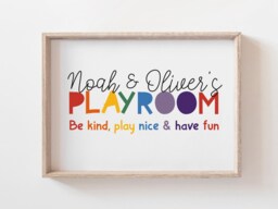 Personalised Playroom Print, Decor, Rainbow Prints, Wall Art, Nursery Colourful, Toddler Room - thumbnail 1