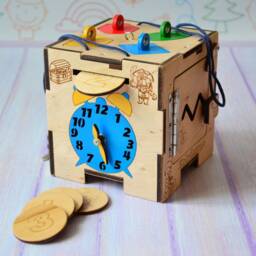 Baby Boy Gift, Travel Busy Board, Toddler Cube, 2 Year Old Busy Activity Box For Kids, Fidget Motor Skills Toys - thumbnail 2
