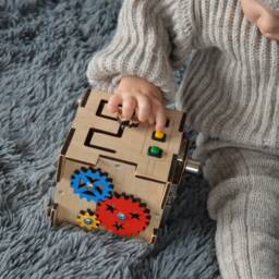 Baby Boy Gift, Travel Busy Board, Toddler Cube, 2 Year Old Busy Activity Box For Kids, Fidget Motor Skills Toys - thumbnail 4