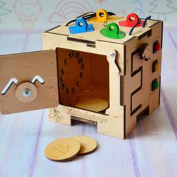 Baby Boy Gift, Travel Busy Board, Toddler Cube, 2 Year Old Busy Activity Box For Kids, Fidget Motor Skills Toys - thumbnail 3