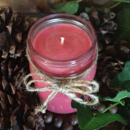Cranberry Chutney, Hand Poured, Made, All Natural, 100% Soy, 16 Oz. Soy Candle, in Mason Canning Jar With Rustic Metal Lid - thumbnail 2