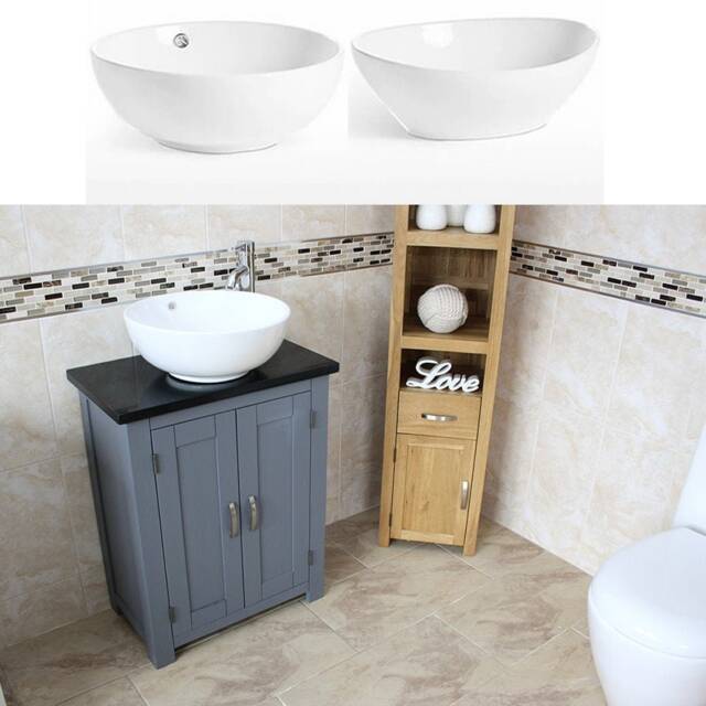 Bathroom Vanity Unit - Grey Slimline Cabinet Black Quartz Worktop 310Gbqcbc - image 1